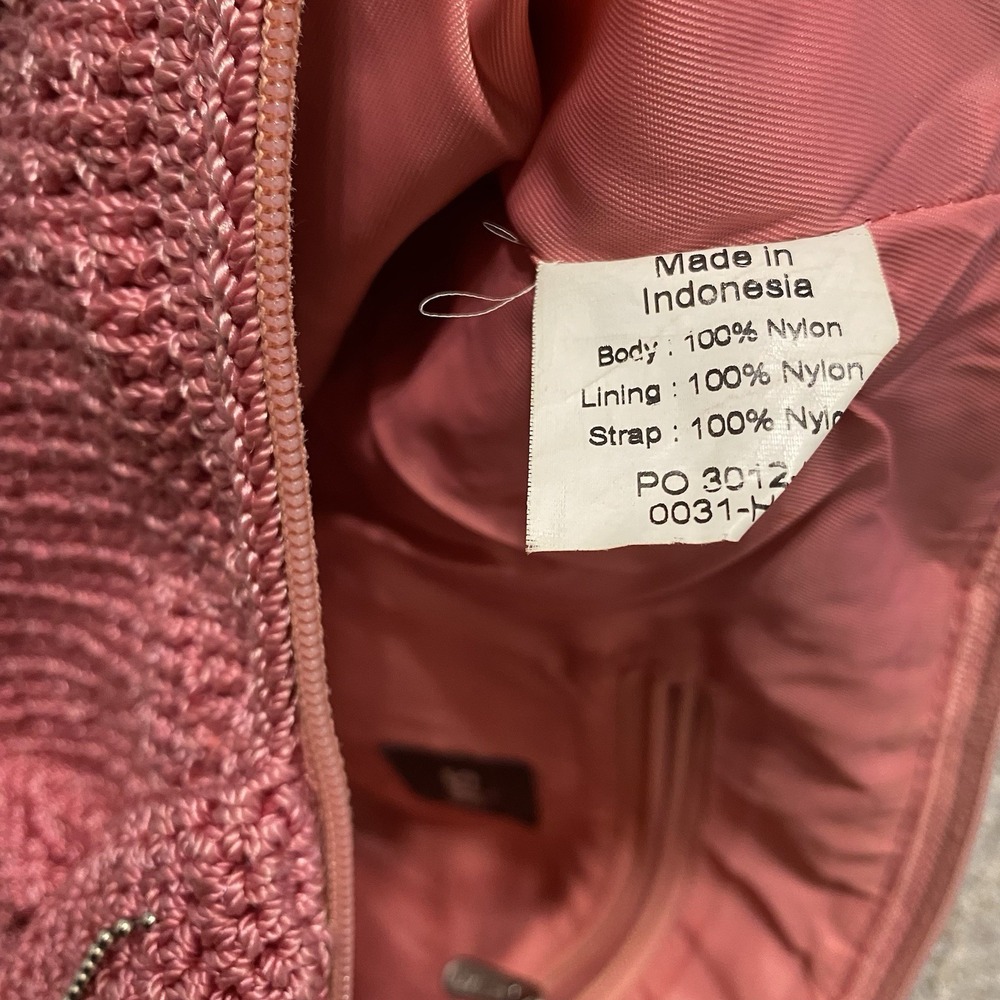 The Sak Crochet Shoulder Pink Tote Purse Lined Nylon Summer Hippie Beach Casual - Picture 8 of 9